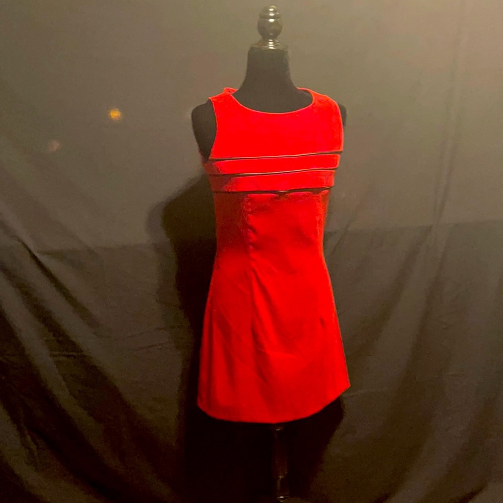 Red suede like fabric work dress or after 5